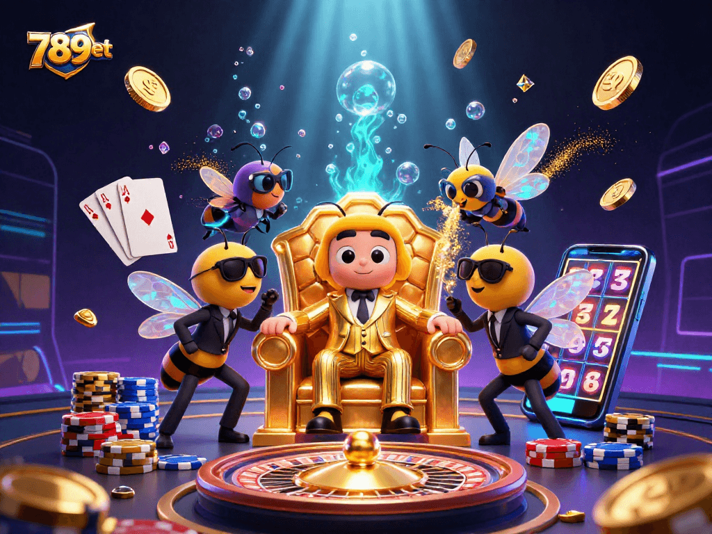 Engage in thrilling gameplay with 789bet's rich casino atmosphere, showcasing an epic digital scene of games and winning.