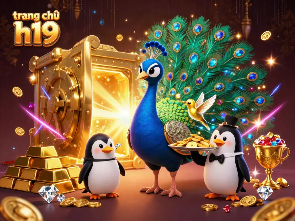 Play at trang chủ h19 with vibrant 3D elements, showcasing luxury casino graphics and vibrant characters.