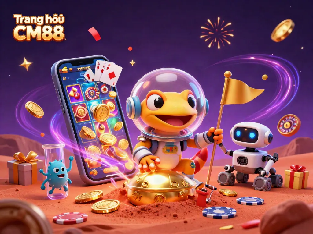 Play slots at Trang chủ CM88 while a Martian gecko discovers excitement in a cosmic casino.