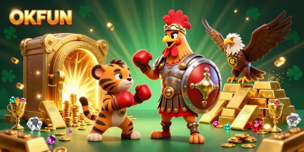 Engage in thrilling casino action with OKFUN as vibrant characters and treasures come to life.