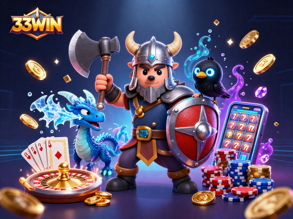 Join the action at 33WIN with bold warriors amidst a cascade of casino excitement.