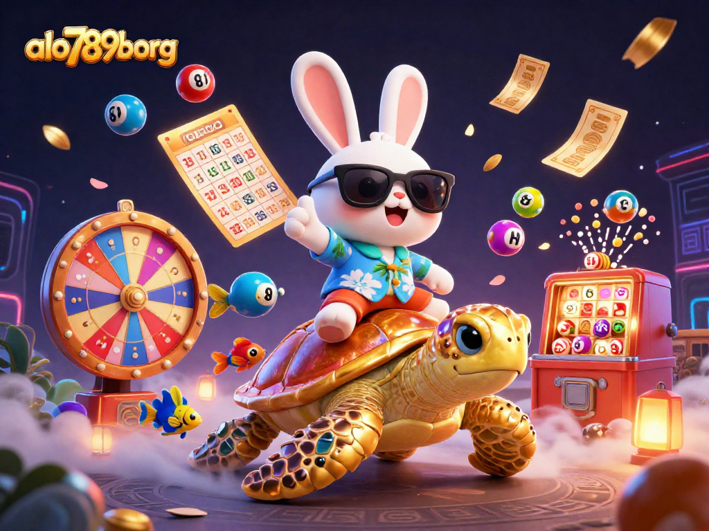 Spin and win with alo789borg's vibrant gaming scene featuring lucky rabbit and prizes!