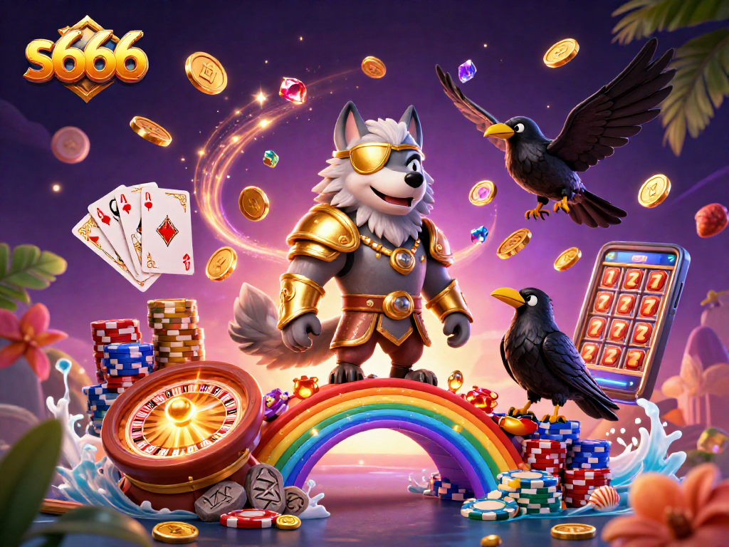 Experience the thrill of s666 with Odin and mythical elements in a vibrant casino scene.