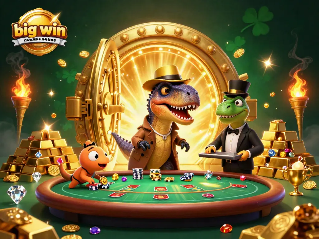 Engage with big win casinos online as a velociraptor card counter and friends at a dynamic blackjack scene.