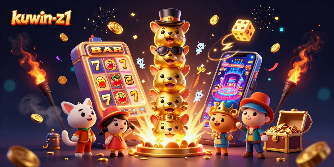 Win big at kuwin-z1 with a vibrant casino scene showcasing thrilling games and enchanting elements.