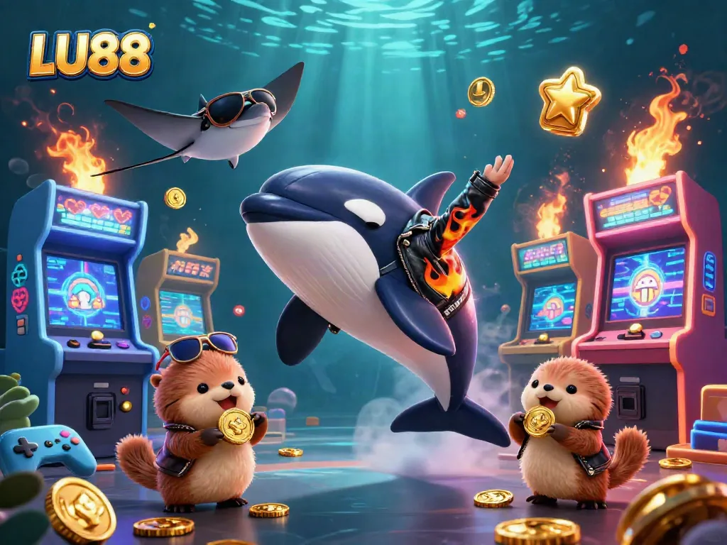 Experience thrilling betting at LU88 with vibrant 3D illustrations of gaming excitement and fun.