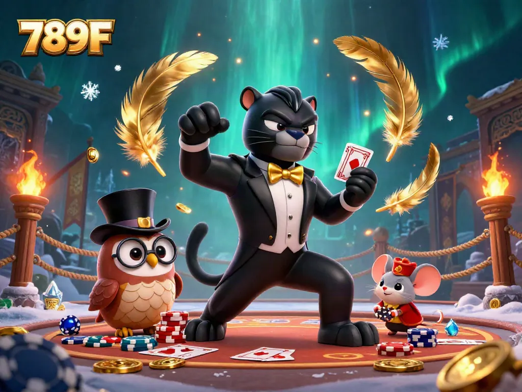 Experience thrilling card games with 789F's vibrant casino scene featuring stylish characters and dynamic elements.