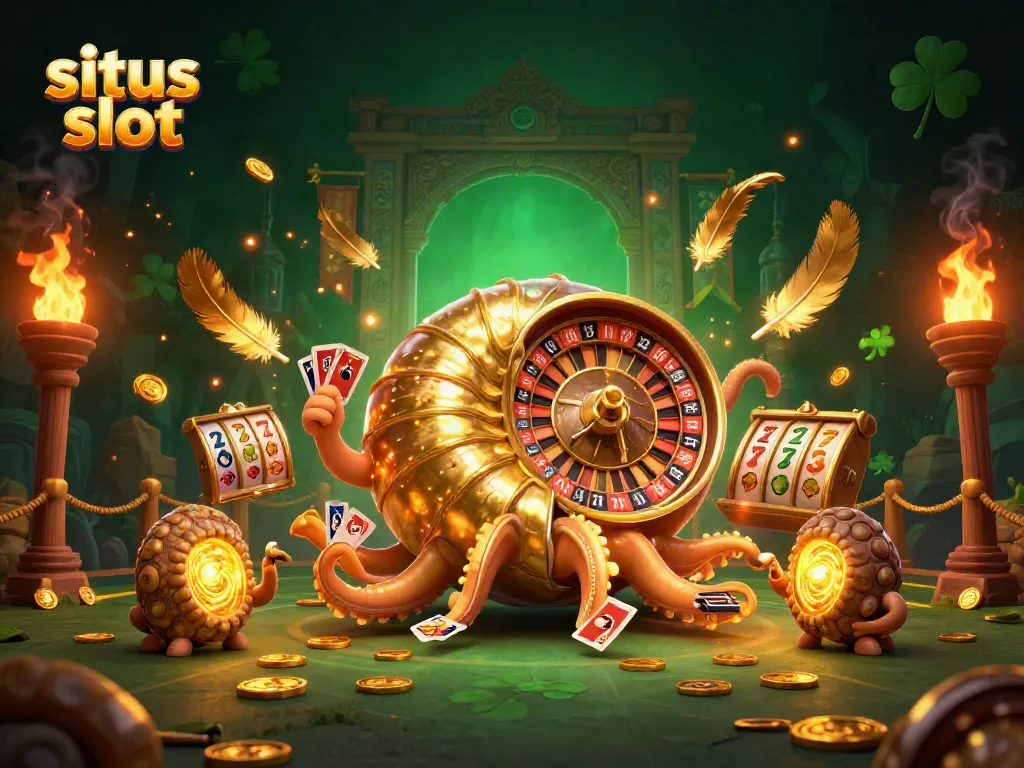 Engage in thrilling slot adventures at situs slot with a unique nautilus and golden elements.