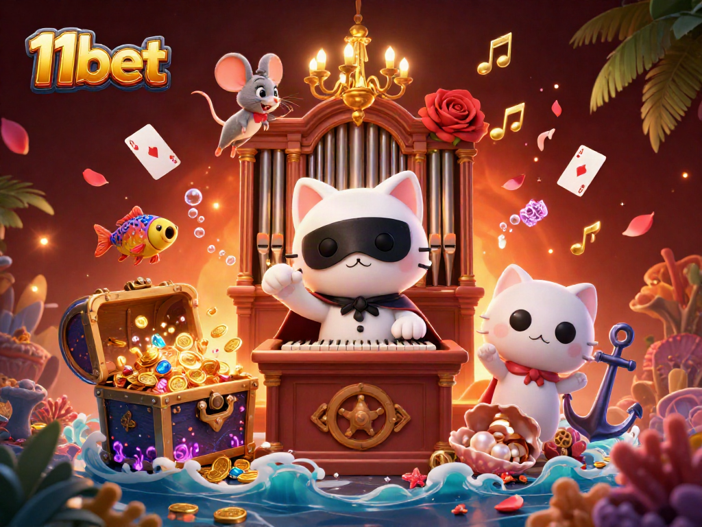 Experience the thrill of gaming with 11bet, featuring vibrant 3D characters in a bustling casino scene.