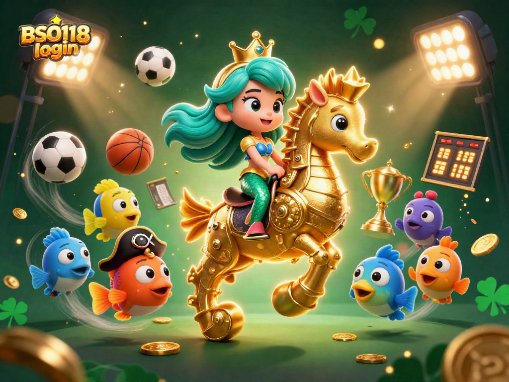 Engage with BSO118 login features through an enticing 3D illustration of vibrant sports elements.