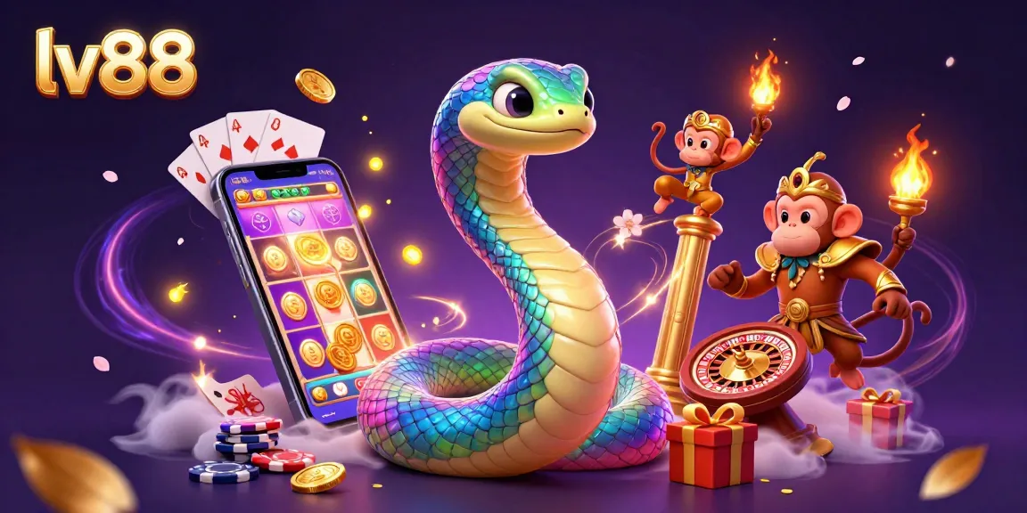 lv88 players winning big with vibrant slots and gaming elements in an enchanting 3D casino scene.