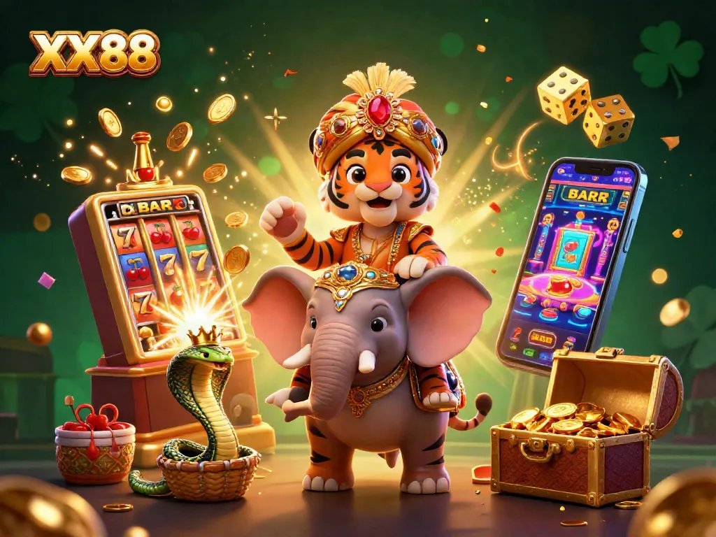 Win big with XX88 in a vibrant casino world featuring animated characters and games