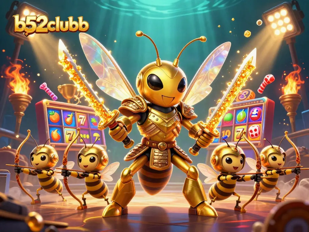 Experience thrilling gameplay with b52clubb's slots, showcasing jackpot reels and dynamic characters.