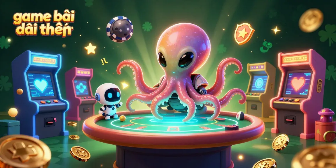 Engage in game bài đổi thưởng with a vibrant 3D alien poker scene featuring colorful animations and exciting characters.