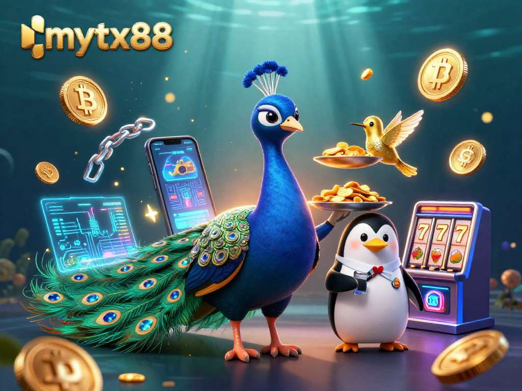 Spin the slots and win with mytx88 in this vibrant casino-themed illustration.