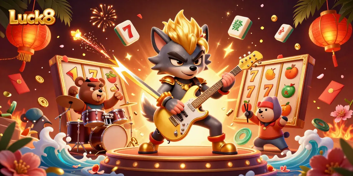 Experience thrilling gameplay at Luck8 with vibrant 3D casino characters and dynamic slot elements.