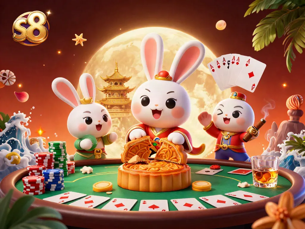 Experience immersive gaming at s8 with vibrant poker scenes featuring dynamic rabbits and rich casino elements.