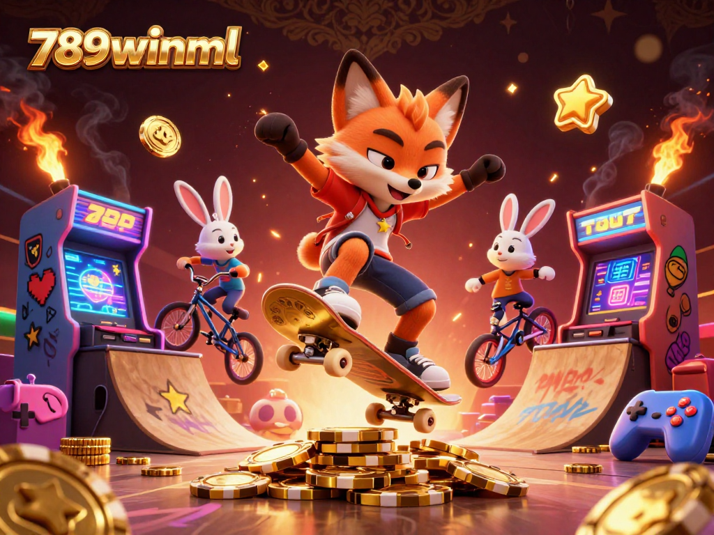 Engage in thrilling gameplay at 789winml, featuring a vibrant casino illustration with animated characters.