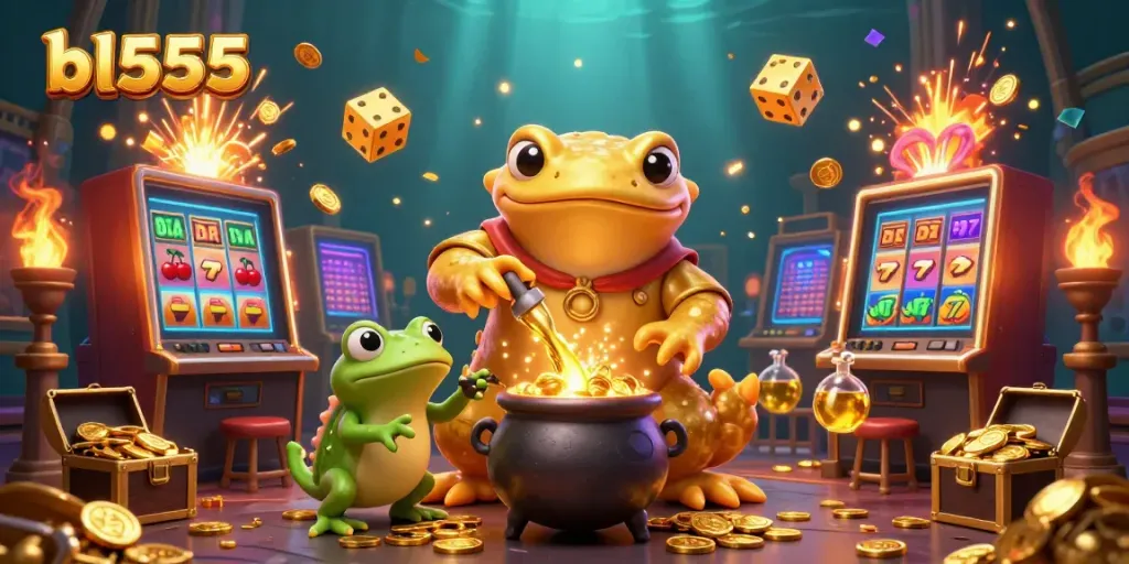 Engage in thrilling casino adventures at bl555 with cartoon gold alchemist and dynamic game elements.