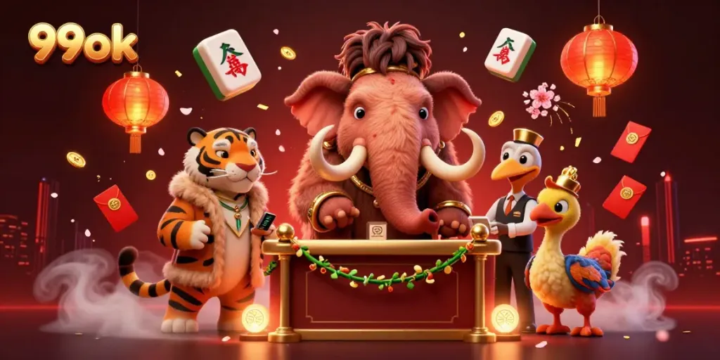 Experience vibrant gaming excitement at 99ok with a lively casino scene featuring engaging characters.