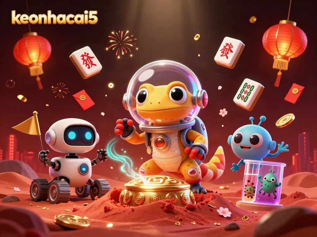 Experience keonhacai5 with a vibrant Martian casino scene showcasing unique intergalactic elements.