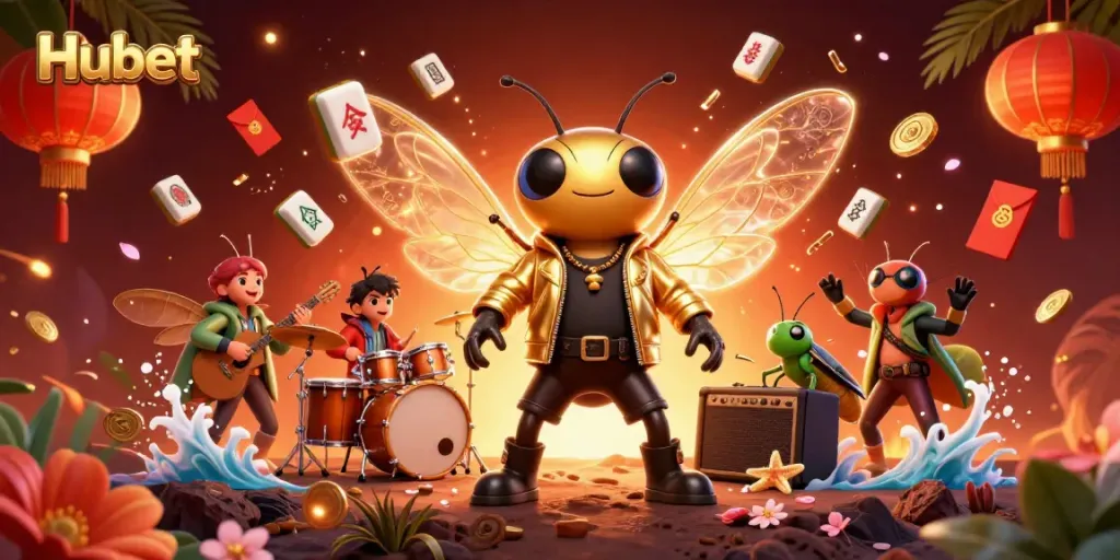 Experience excitement at Hubet with animated gaming elements and vibrant characters in an electrifying casino scene.