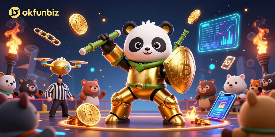 Engage with okfunbiz through an exhilarating 3D casino showdown featuring a mech-suit panda.