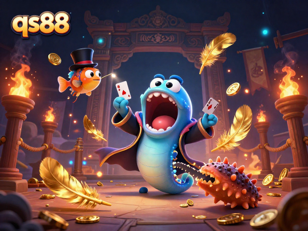 Experience thrilling casino magic with qs88's underwater performers in a vibrant scene of excitement and gambling.