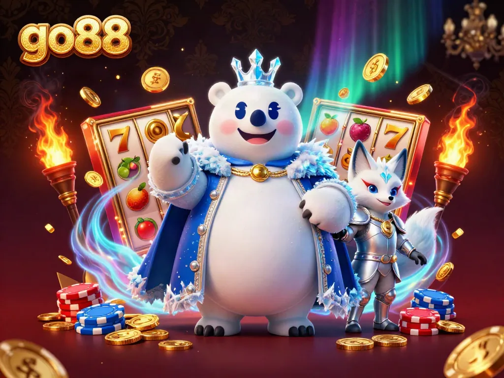 Experience the excitement of go88 with a vibrant casino scene featuring classic slots and gold coins.