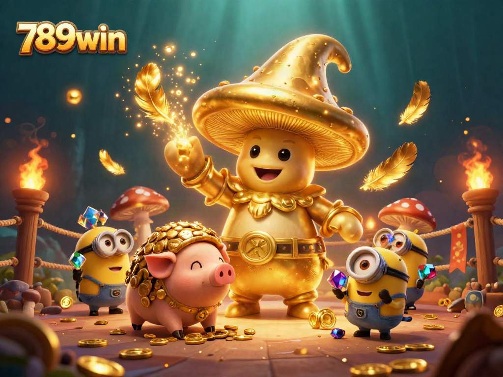 Experience the golden magic of 789win with the wizard, truffle pig, and treasure gems!