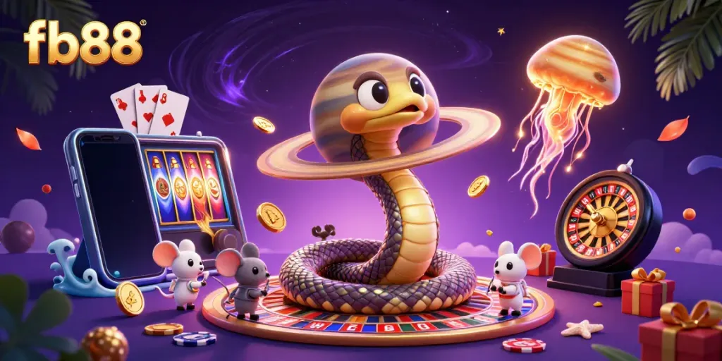 Place bets in the cosmic realm with fb88's interactive roulette featuring a Saturn snake.